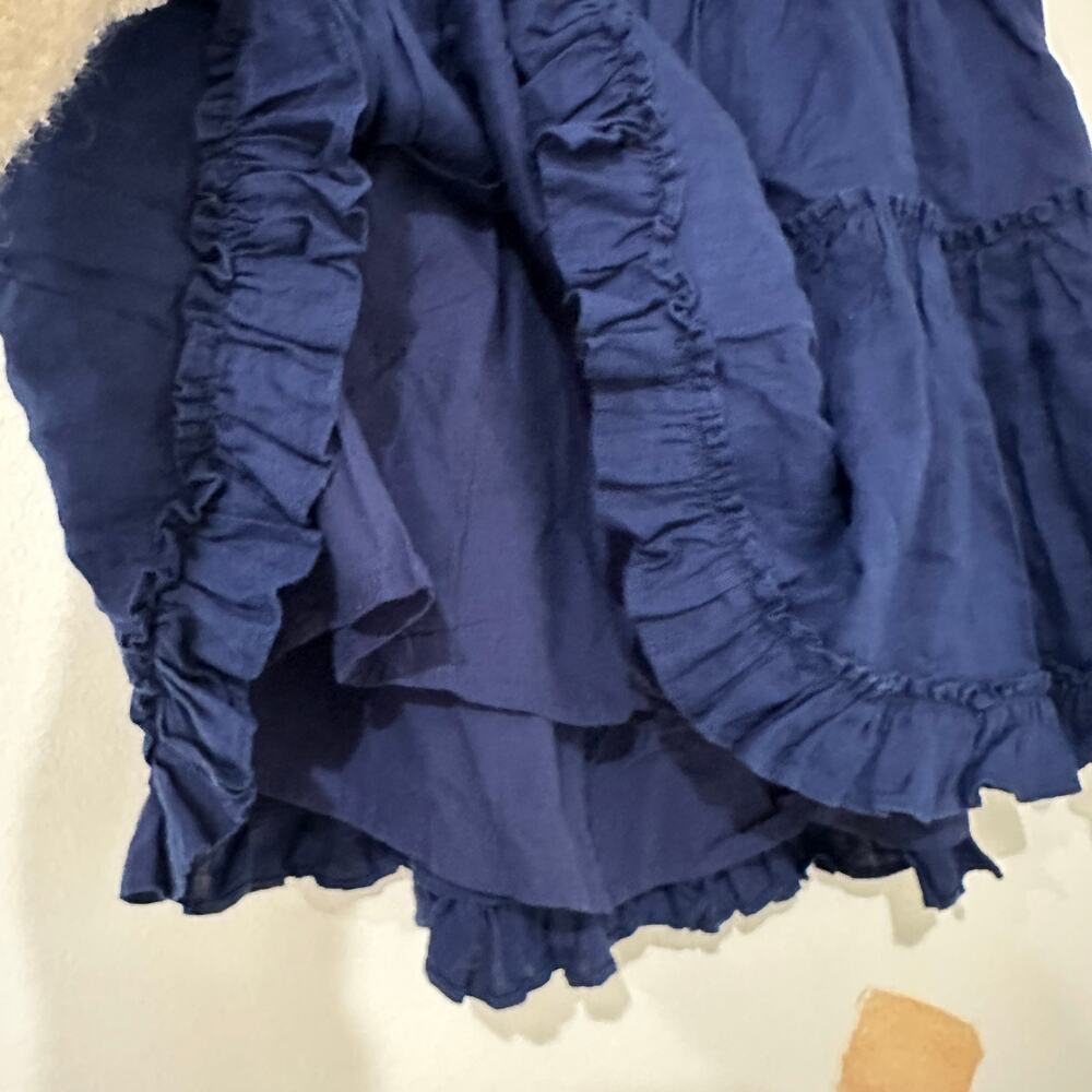 S Hill House Tuckernuck Navy Blue Ruffle Mini Skirt Linen - Picture 2 of 4